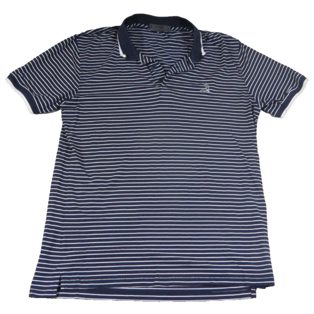 G/FORE Mens Golf Polo Shirt Size M Navy Blue White Stripe Performance Perforated